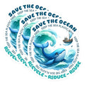 (3 Pack) Save Ocean Decals - Whale Laptop Decals - Plastic Free Sea Art - 3 Inches On Longest Side - Easy Peel & Apply - Made in USA - 3MCS6719