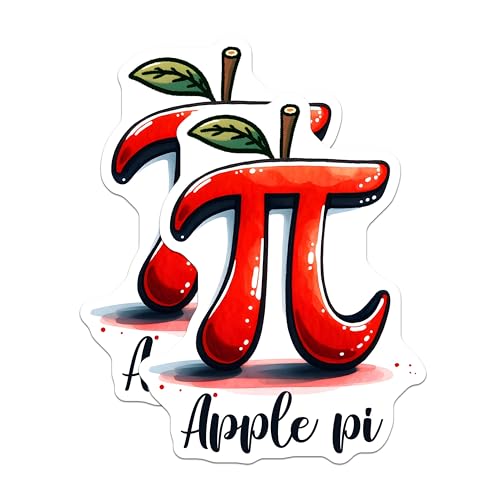 (2 Pack) Apple Pi Stickers - Mathematical Pun - Nerd Humor - 5" On Longest Side - Sticks to Smooth Flat Surfaces - Made in USA - BMCS8157