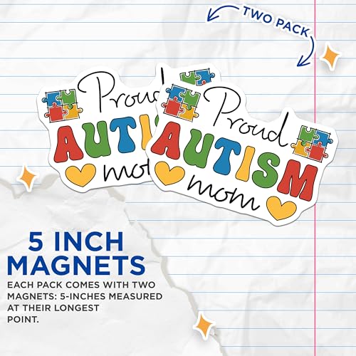 (2 Pack) Awareness Support Magnet - Colorful Puzzle Pieces - 5" On Longest Side - Sticks to Smooth Flat Surfaces - Made in USA - MAG9704