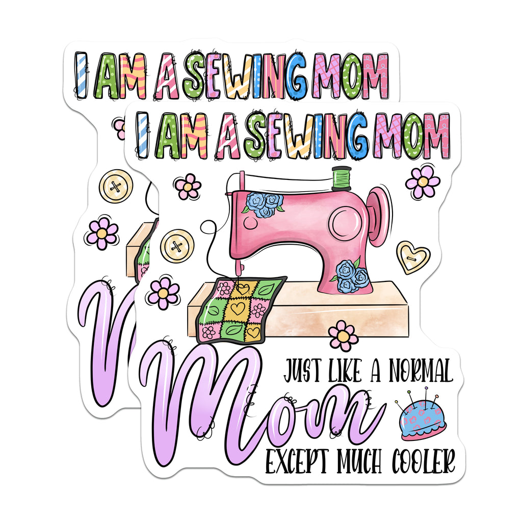 (2 Pack) Sewing Mom Magnets - Funny Quilter Fridge Decor - Creative Mother Hobby Art - Unique Women Seamstress Accent - 5 Inches On Longest Side - Thick Durable Magnet - Made in USA - MAG36222