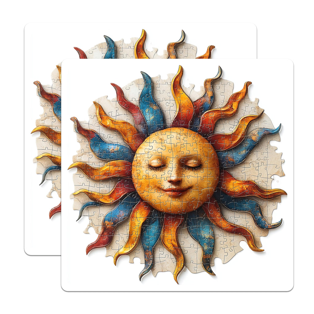 (2 Pack) Celestial Sun Magnets - Whimsical Puzzle Design - Bohemian Fridge Decor - Aesthetic Kitchen Magnet - 5 Inches On Longest Side - Thick Durable Magnet - Made in USA - MAG28142