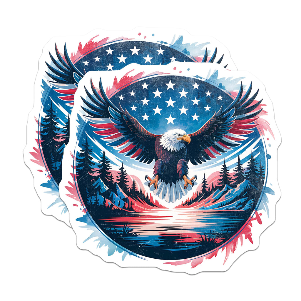(2 Pack) American Eagle Magnets - Patriotic USA Decor - Bald Eagle Wildlife Art - 5 Inches On Longest Side - Thick Durable Magnet - Made in USA - MAG21069