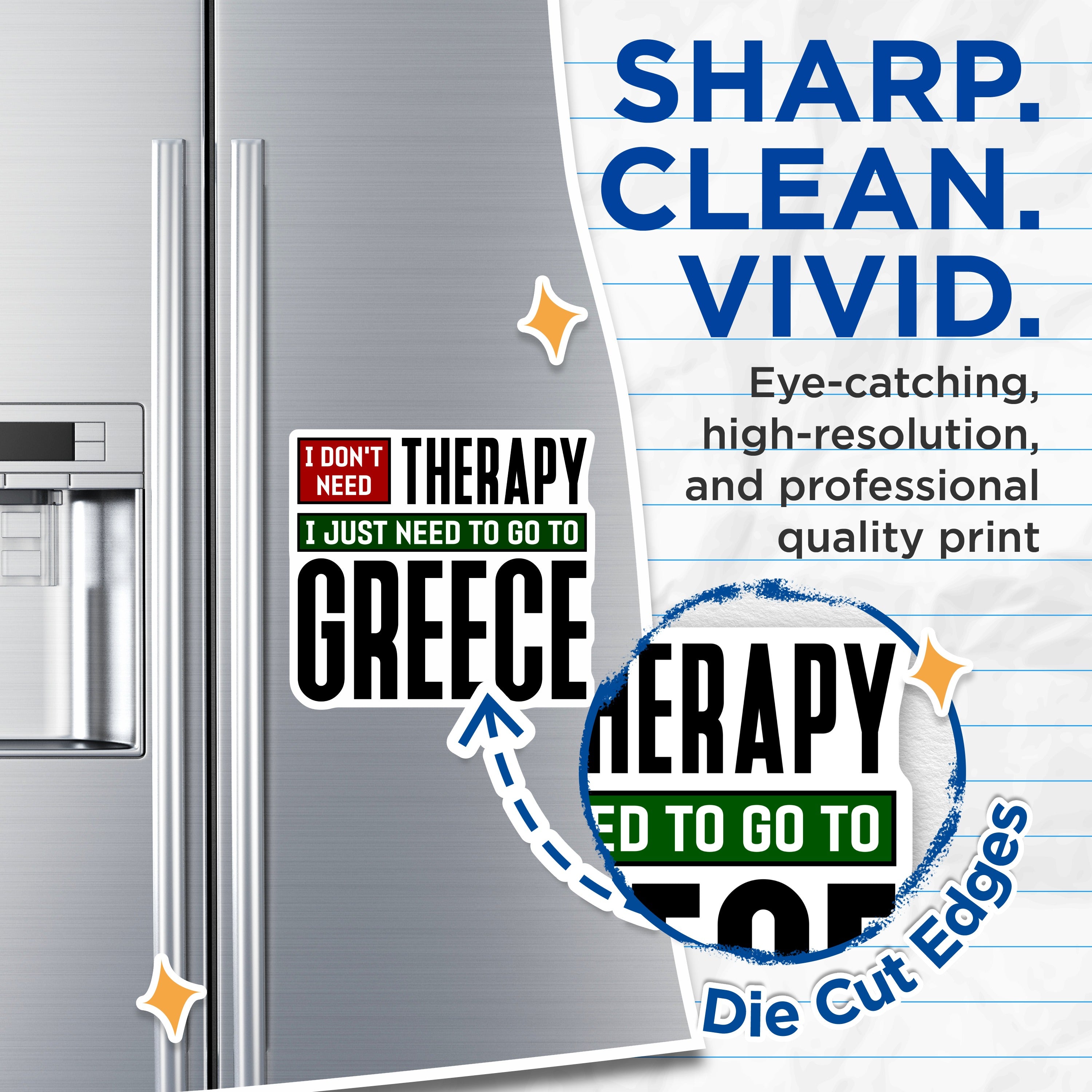 (2 Pack) Need Greece Therapy Magnets - Funny Greece Quote - Vacation Planning Humor - Travel Lover - 5 Inches On Longest Side - Thick Durable Magnet - Made in USA - MAG38351