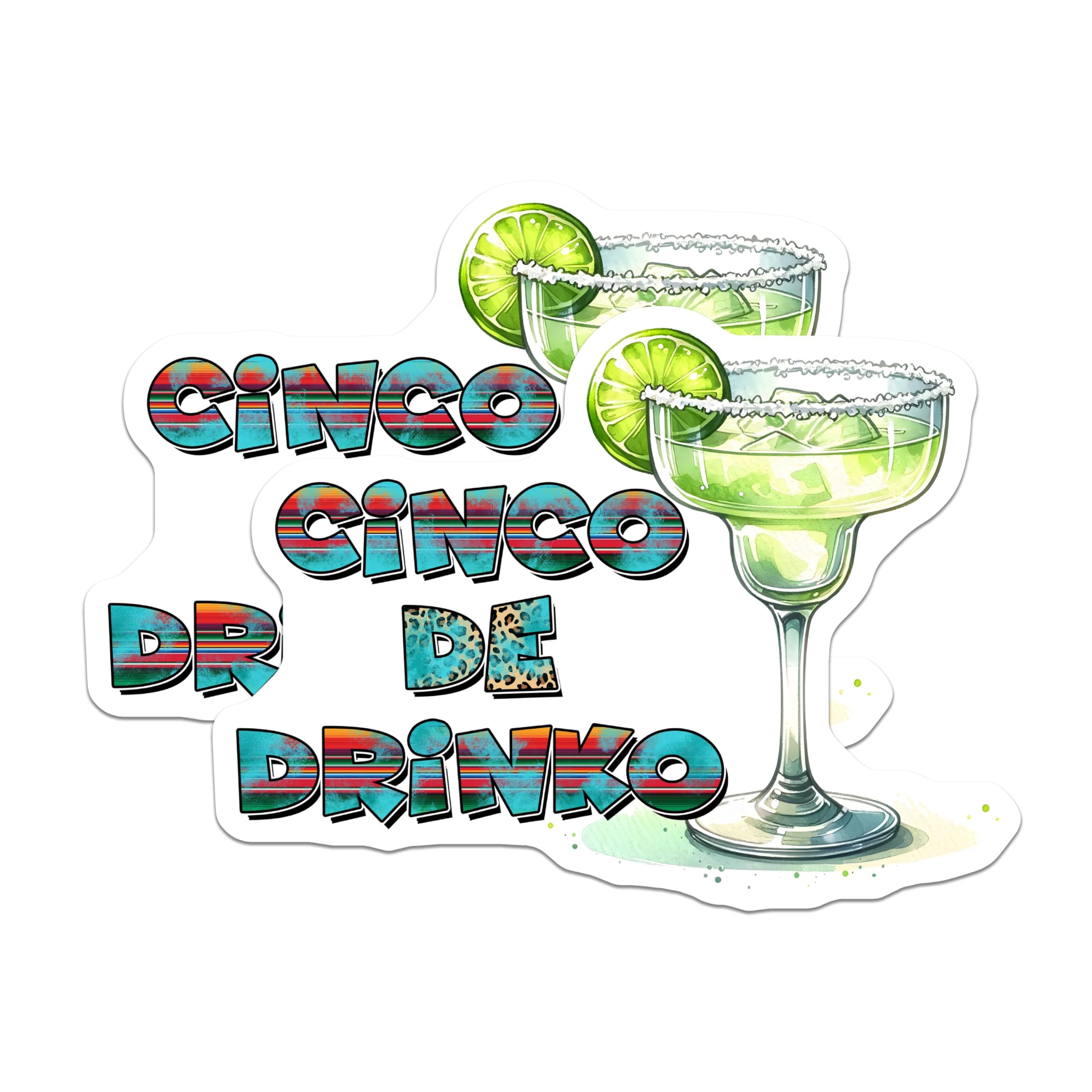 (2 Pack) Cinco De Drinko Magnets - Margarita Decor - Fun Cinco De Mayo Celebrations - 5" On Longest Side - for Cars, Fridges, Toolboxes - Made in USA - MAG8215