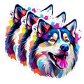 (3 Pack) Husky Dog Decals - Laptop Decal - Colorful Decal - 3 Inches On Longest Side - Easy Peel & Apply - Made in USA - 3MCS0624