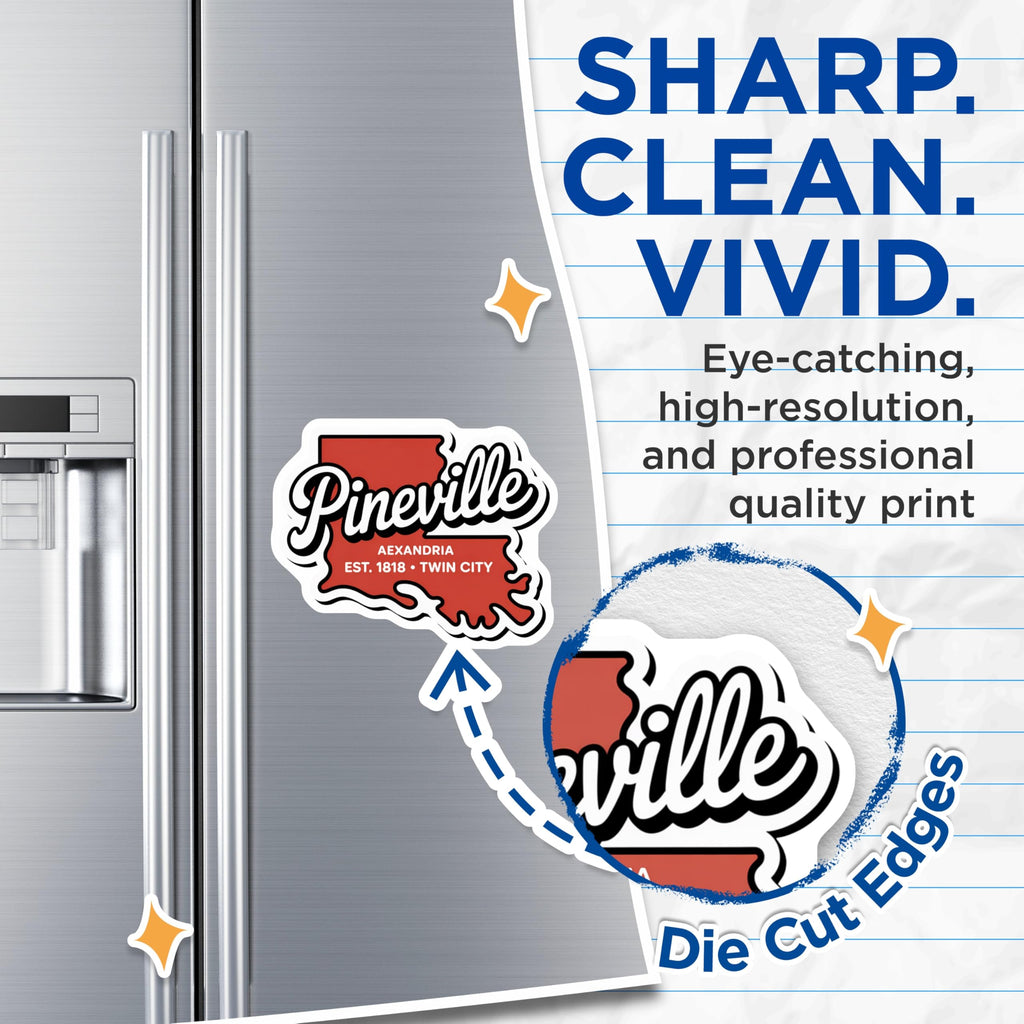 (2 Pack) Pineville Louisiana Magnets - Alexandria LA - Twin City Souvenir - 5" On Longest Side - Premium Magnet - for Cars, Refrigerators, Toolboxes, Lockers - Made in USA - MAG17193