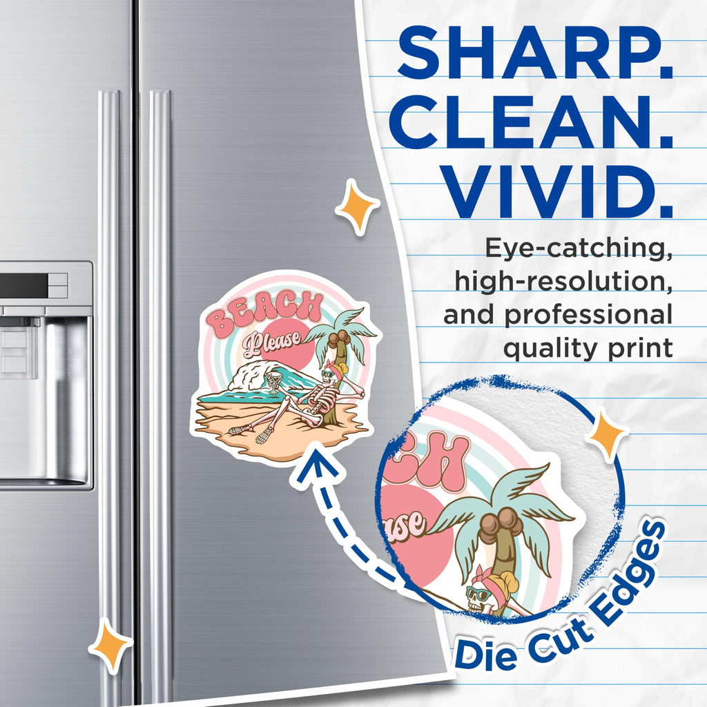 (2 Pack) Beach Please Magnets - Skeleton On Beach- Summer Magnets - 5" On Longest Side - Premium Magnet - for Cars, Refrigerators, Toolboxes, Lockers - Made in USA - MAG17495