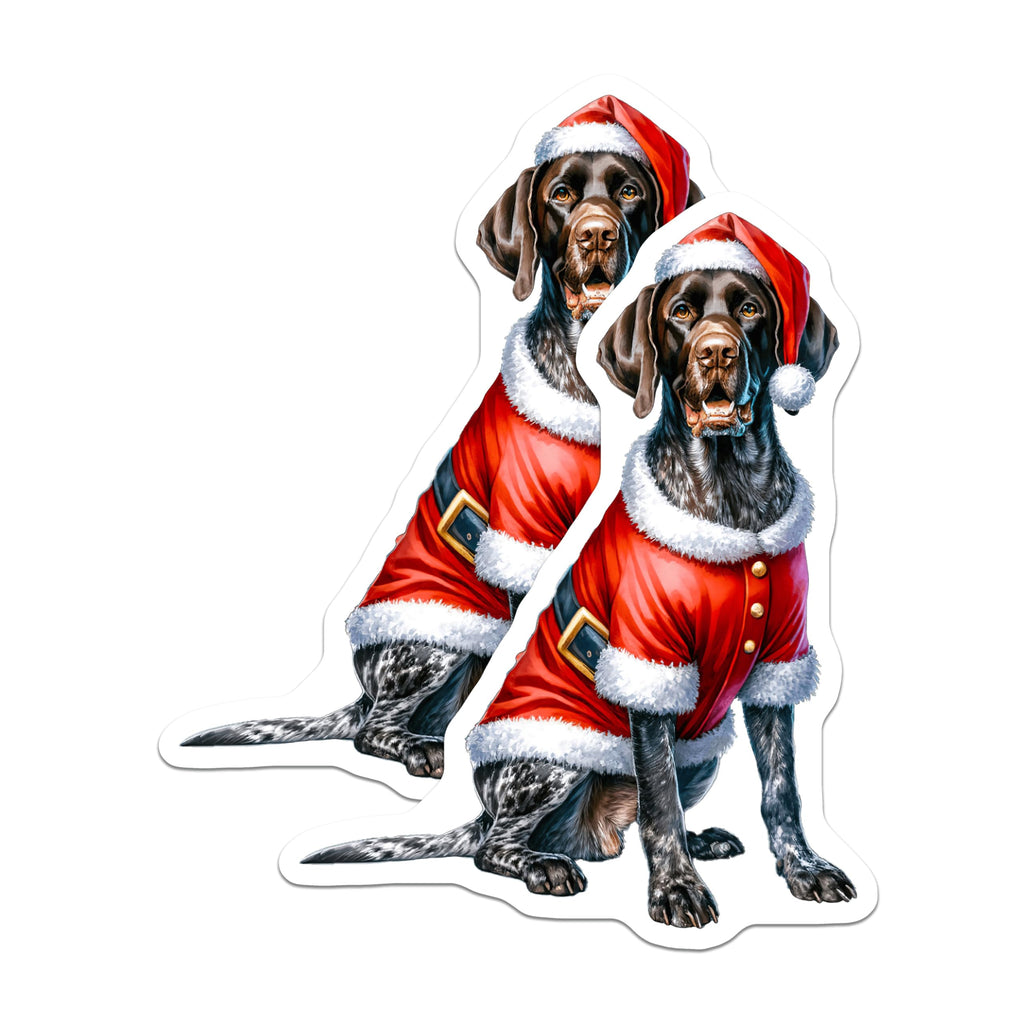 (2 Pack) German Shorthaired Pointer Christmas Magnets - Santa Dog Holiday Decor - GSP Pet Lover Present - 5 Inches On Longest Side - Thick Durable Magnet - Made in USA - MAG30083