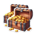 (2 Pack) Treasure Chest Stickers - Pirate Gold Stickers - Adventure Stickers - 5" On Longest Side - Sticks to Smooth Flat Surfaces - Made in USA - BMCS6864
