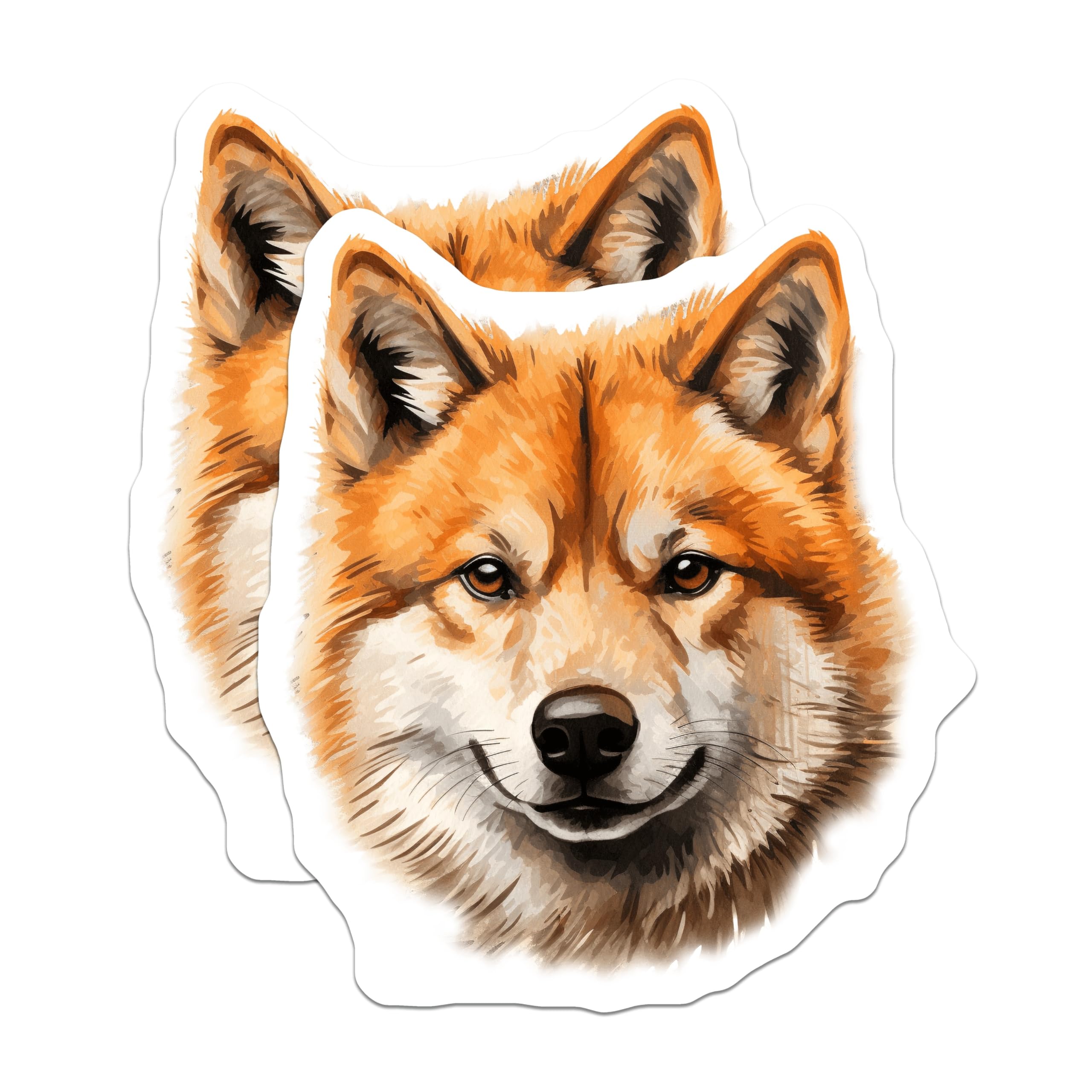 (2 Pack) Shiba Inu Magnets - Cute Watercolor Dog Art - Pet Lover Fridge Decor - 5 Inches On Longest Side - Thick Durable Magnet - Made in USA - MAG23913