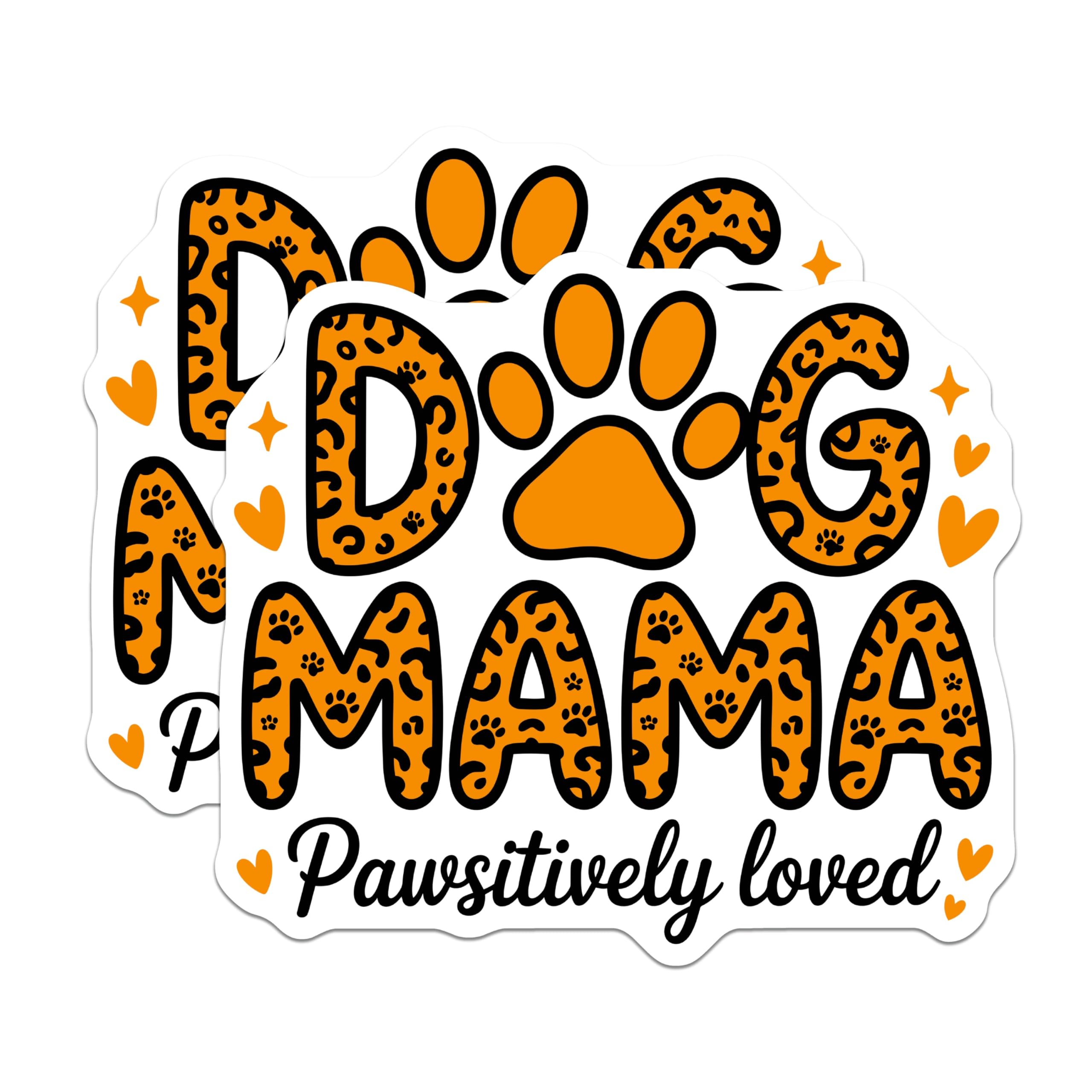 (2 Pack) Dog Mama Magnets - Pawsitively Loved Dog Mom - Animal Print Fridge Decor for Pet Lovers - 5 Inches On Longest Side - Thick Durable Magnet - Made in USA - MAG30911