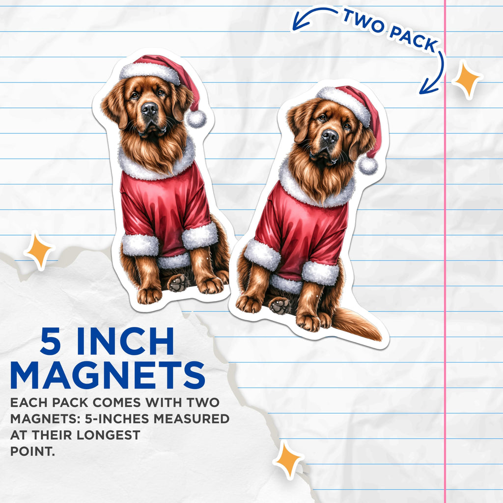 (2 Pack) Christmas Dog Magnets - Santa Dog Decor - Holiday Refrigerator Accents - Pet Lover - 5 Inches On Longest Side - Thick Durable Magnet - Made in USA - MAG30702
