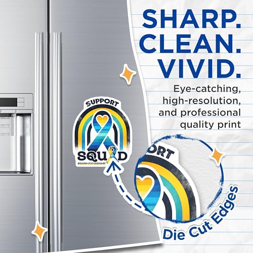 (2 Pack) Support Down Syndrome Squad Ribbon Magnets - Awareness - Pride - Family - 5" On Longest Side - for Cars, Fridges, Toolboxes - Made in USA - MAG8207