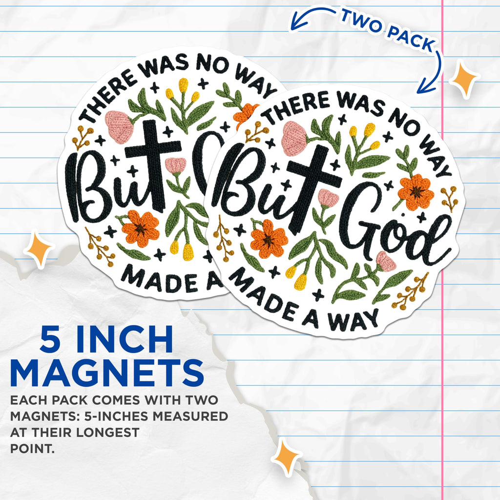 (2 Pack) Christian Magnets - Religious Decor - Inspirational Fridge Decal - 5" On Longest Side - Premium Magnet - for Cars, Refrigerators, Toolboxes, Lockers - Made in USA - MAG16480