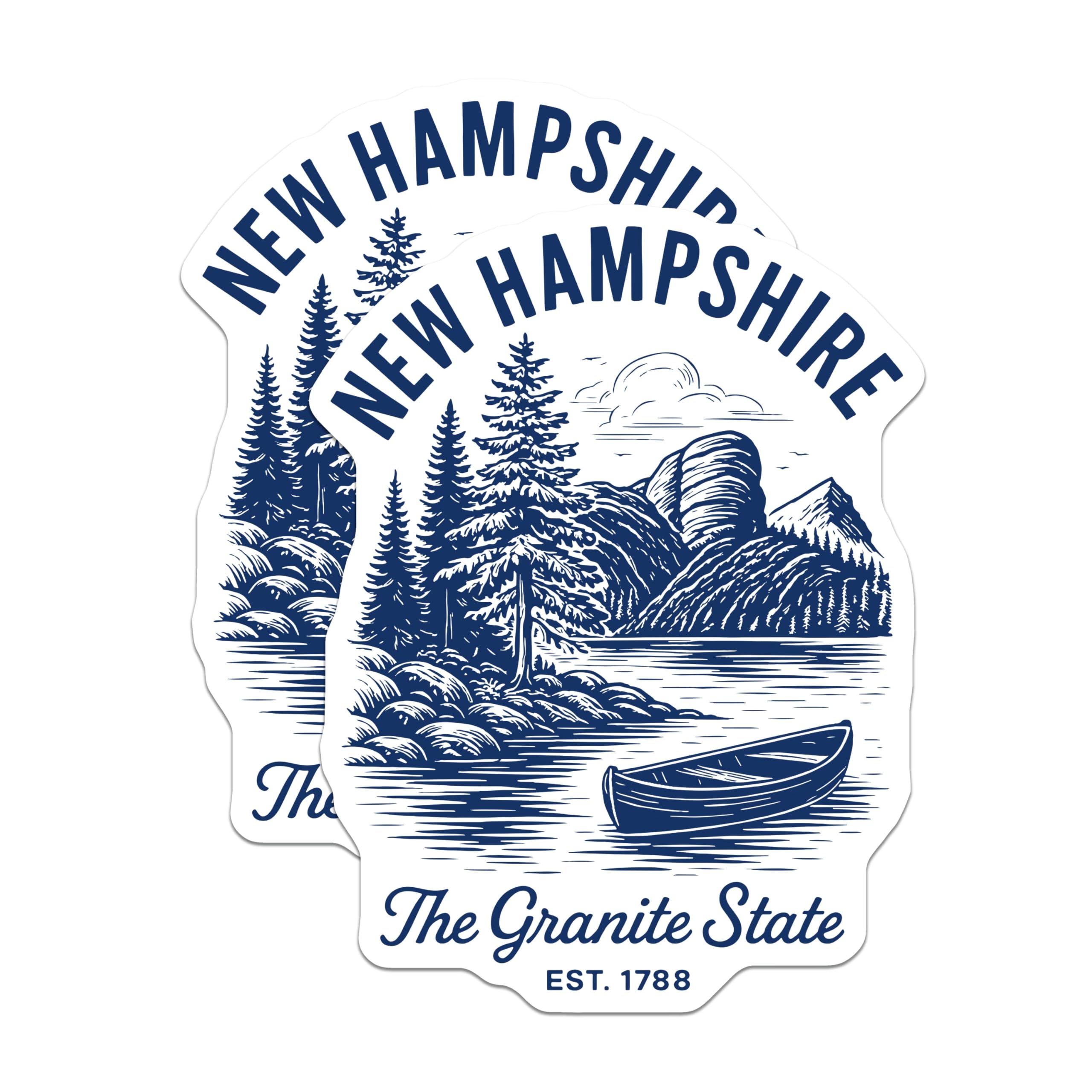 (2 Pack) New Hampshire Magnets - Granite State Landscape - Lake Mountain Cabin Decor - NH Home Souvenir - 5 Inches On Longest Side - Thick Durable Magnet - Made in USA - MAG21170