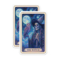 (2 Pack) Skeleton Witch Magnets - Mystical Owl Art - Celestial Full Moon Decor - 5 Inches On Longest Side - Thick Durable Magnet - Made in USA - MAG22926