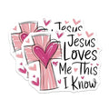 (2 Pack) Jesus Loves Me This I Know Stickers - Christian Faith Sticker - Inspirational Quote Sticker - 5" On Longest Side - Sticks to Smooth Flat Surfaces - Made in USA - BMCS8930