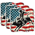 (3 Pack) Cowboy Bull Riding Decals - American Flag Art - Patriotic Rodeo Decal - 3 Inches On Longest Side - Easy Peel & Apply - Made in USA - 3MCS0945