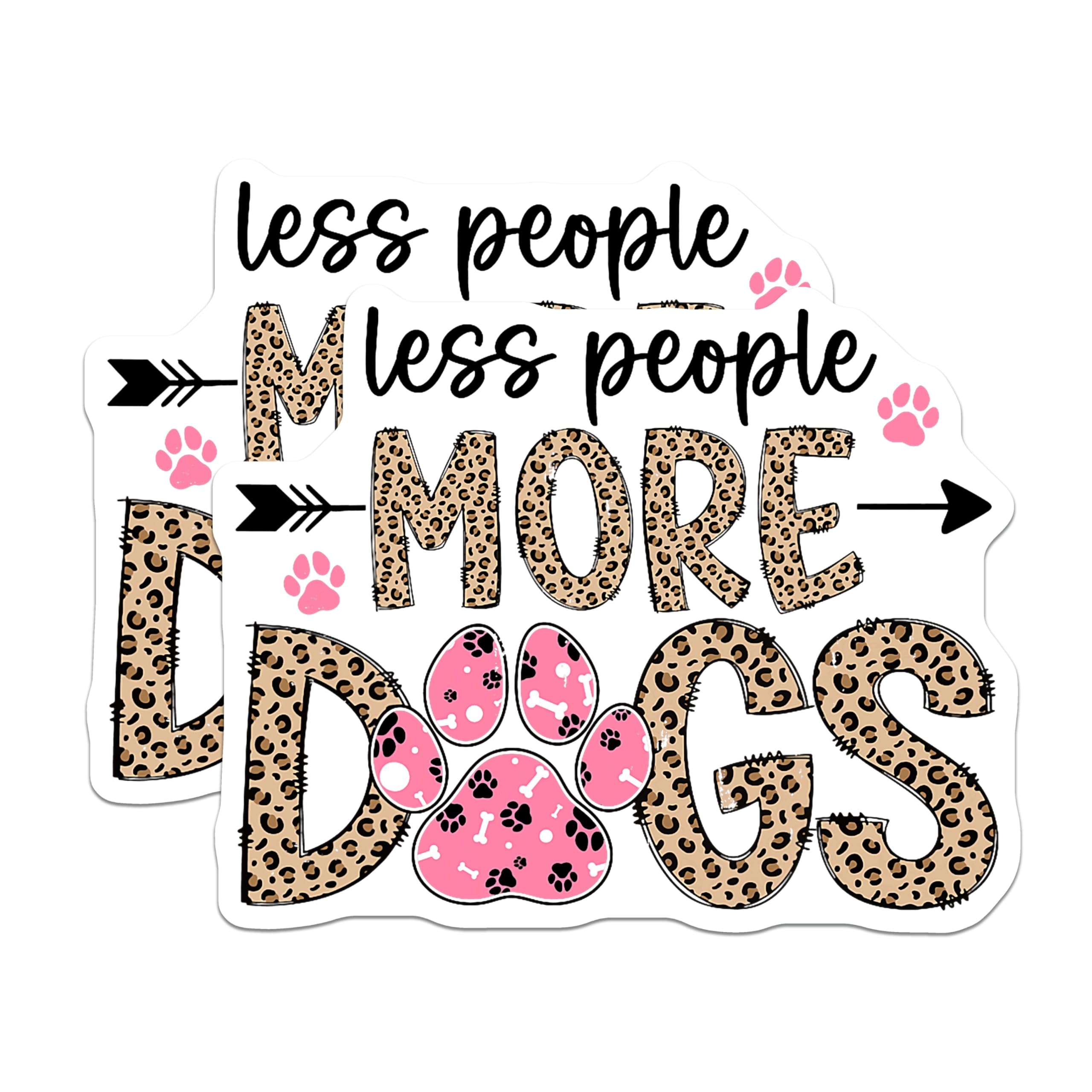 (2 Pack) Less People More Dogs Magnets - Funny Dog Mom Gift Idea - Leopard Print Dog Lover Decor for Fridge - 5 Inches On Longest Side - Thick Durable Magnet - Made in USA - MAG25280
