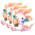 (3 Pack) Axolotl Boba Tea Decals - Cute Animal Stickers - Laptop Decals - 3 Inches On Longest Side - Easy Peel & Apply - Made in USA - 3MCS6554