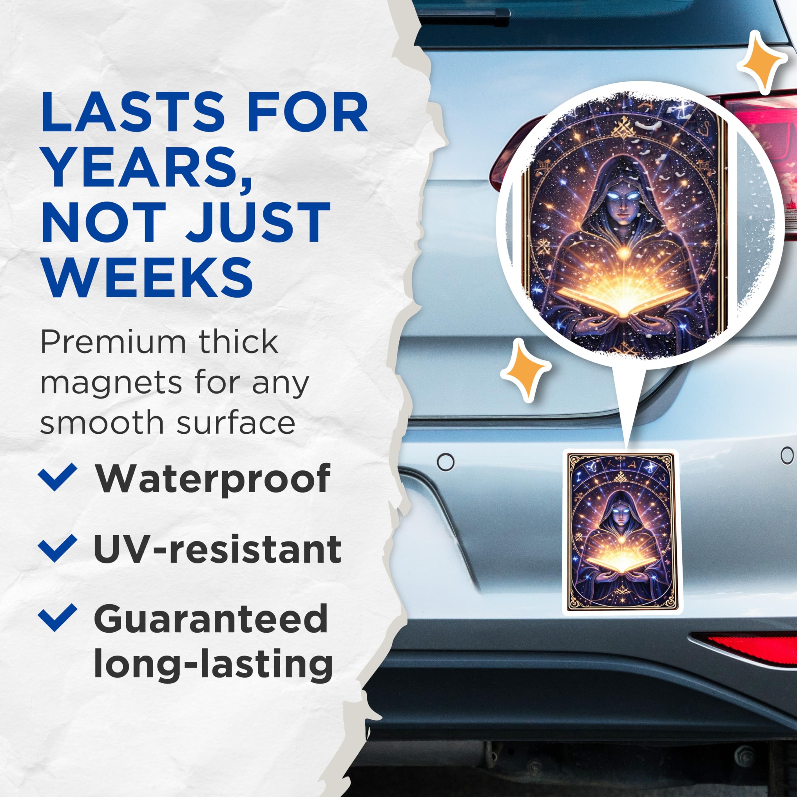 (2 Pack) Mystical Wizard Magnets - Witchcraft Decor - Fantasy Art Refrigerator Magnets - 5" On Longest Side - Premium Magnet - for Cars, Refrigerators, Toolboxes, Lockers - Made in USA - MAG15766