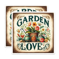 (2 Pack) Garden Love Stickers - Floral Garden Art - Gardening Enthusiast - 5" On Longest Side - Sticks to Smooth Flat Surfaces - Made in USA - BMCS6499