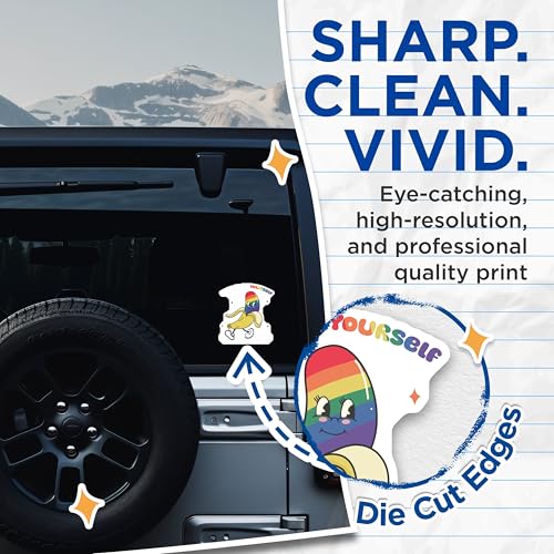 (2 Pack) Funny Baa Stickers - Rainbow Baa - Be Yourself Sticker - Motivational Sticker - Food Humor Sticker - 5" On Longest Side - Sticks to Smooth Flat Surfaces - Made in USA - BMCS7037