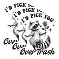 (3 Pack) Raccoon Decals - I'd Pick You - Over Trash Laptop Decal - 3 Inches On Longest Side - Easy Peel & Apply - Made in USA - 3MCS2281