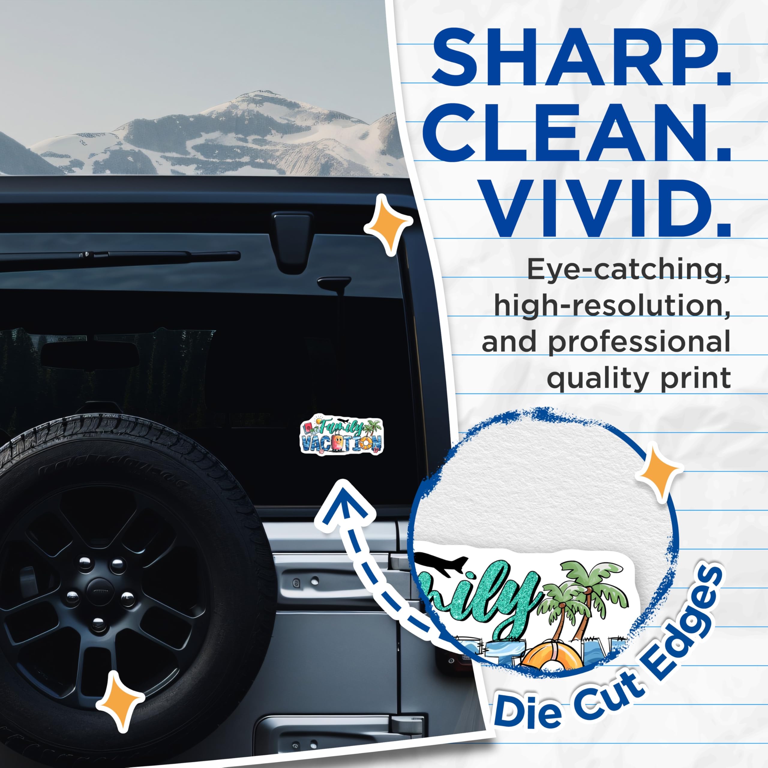 (2 Pack) Family Vacation Stickers - Summer Trip Decals - Travel Adventure Souvenirs - 5" On Longest Side - Sticks to Smooth Flat Surfaces - Made in USA - BMCS12169