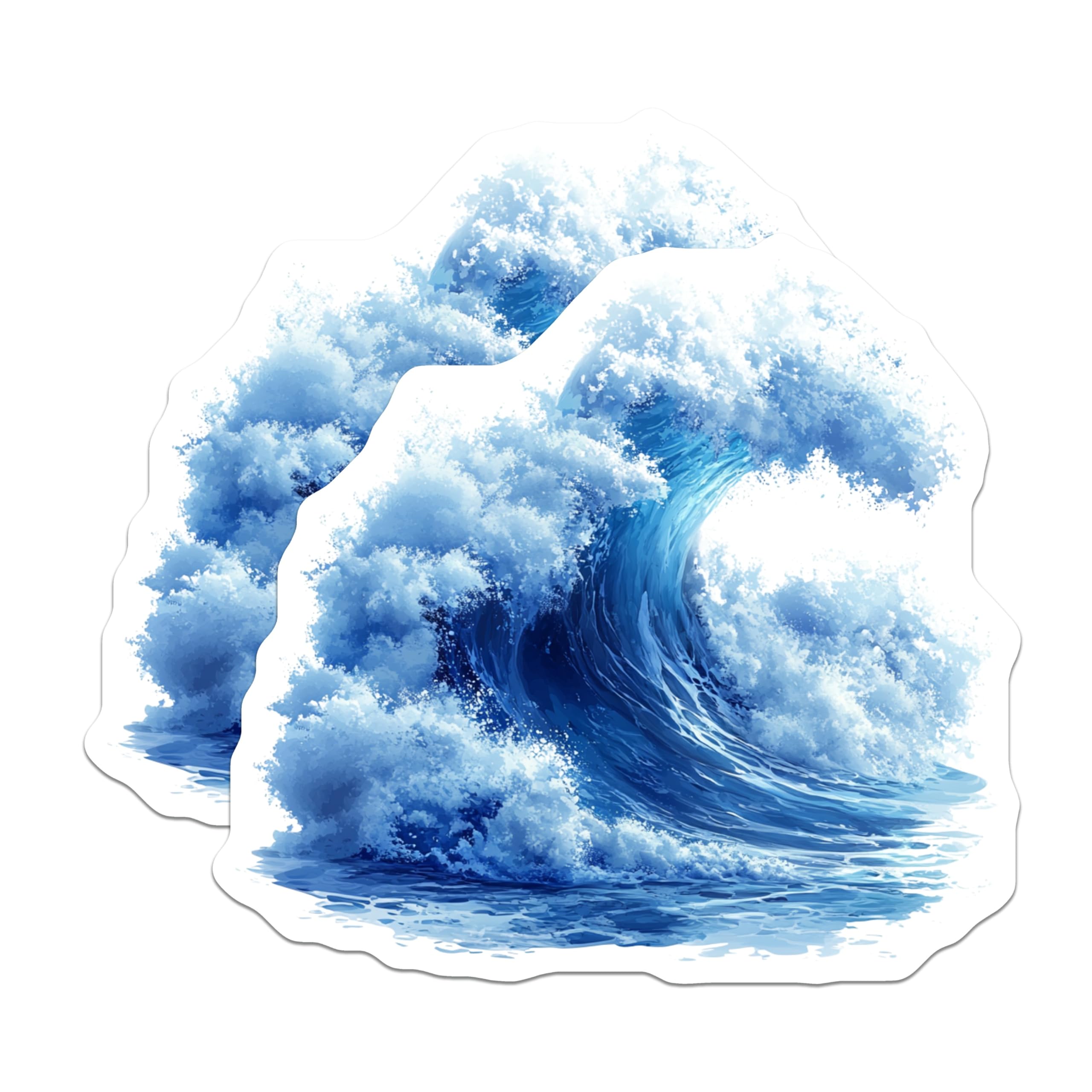 (2 Pack) Crashing Ocean Wave Magnets - Coastal Beach House Decor - Blue Sea Kitchen Refrigerator Art - 5 Inches On Longest Side - Thick Durable Magnet - Made in USA - MAG29872