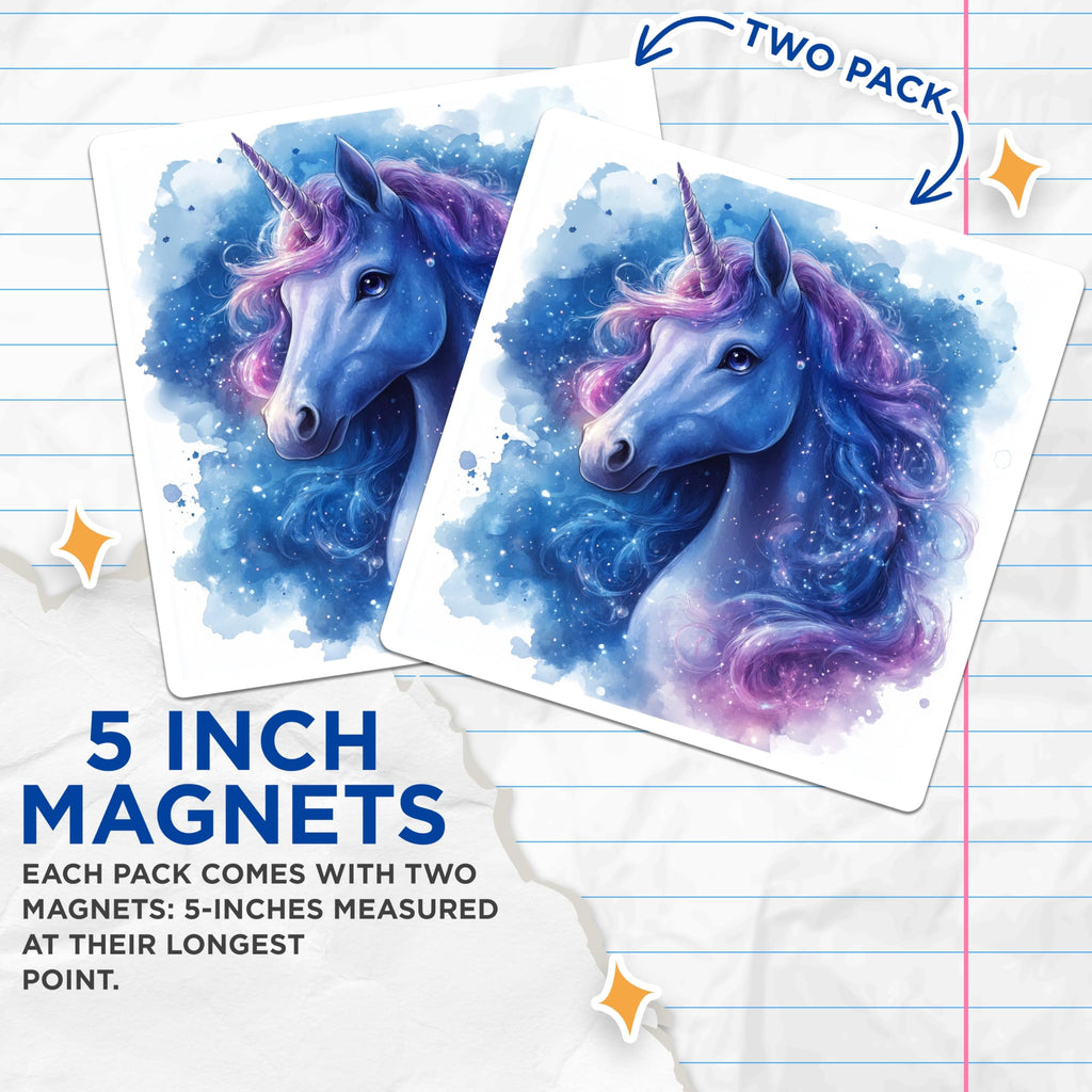 (2 Pack) Magical Unicorn Magnets - Celestial Decor - Fantasy Art Fridge Accent - 5 Inches On Longest Side - Thick Durable Magnet - Made in USA - MAG26286