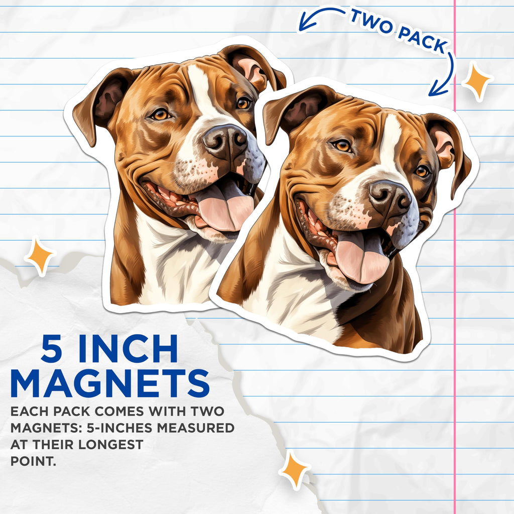 (2 Pack) Pitbull Dog Magnets - Dog Lover Fridge Magnets - Pitbull Mom Owner Present - Pet Parent Decor - 5 Inches On Longest Side - Thick Durable Magnet - Made in USA - MAG25464