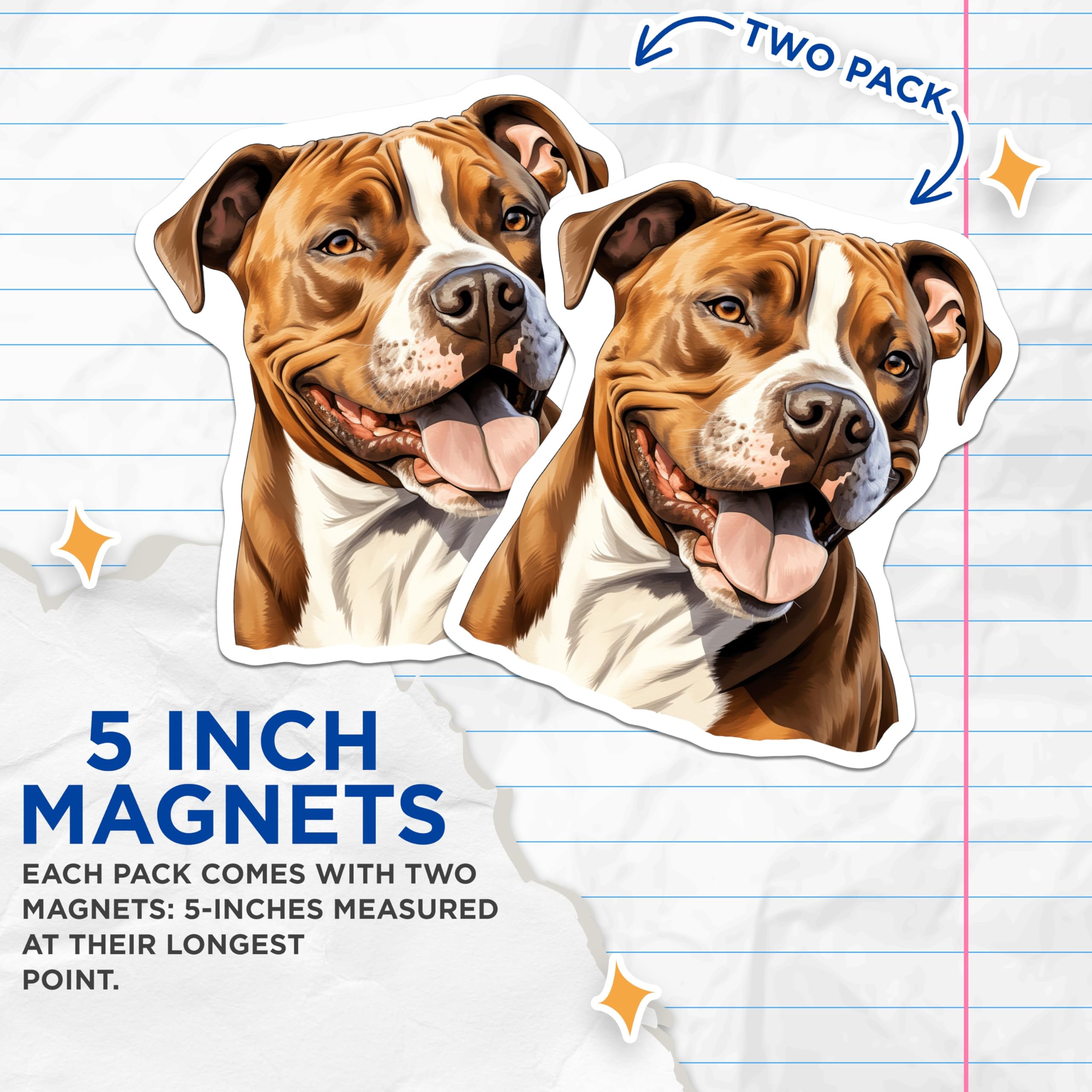 (2 Pack) Pitbull Dog Magnets - Dog Lover Fridge Magnets - Pitbull Mom Owner Present - Pet Parent Decor - 5 Inches On Longest Side - Thick Durable Magnet - Made in USA - MAG25464