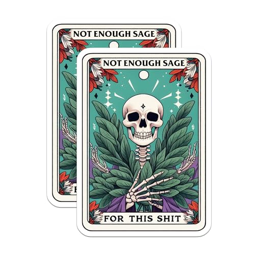 (2 Pack) Not Enough Sage Stickers - Skeleton Plant Stickers - Funny Gothic Stickers - 5" On Longest Side - Sticks to Smooth Flat Surfaces - Made in USA - BMCS5226