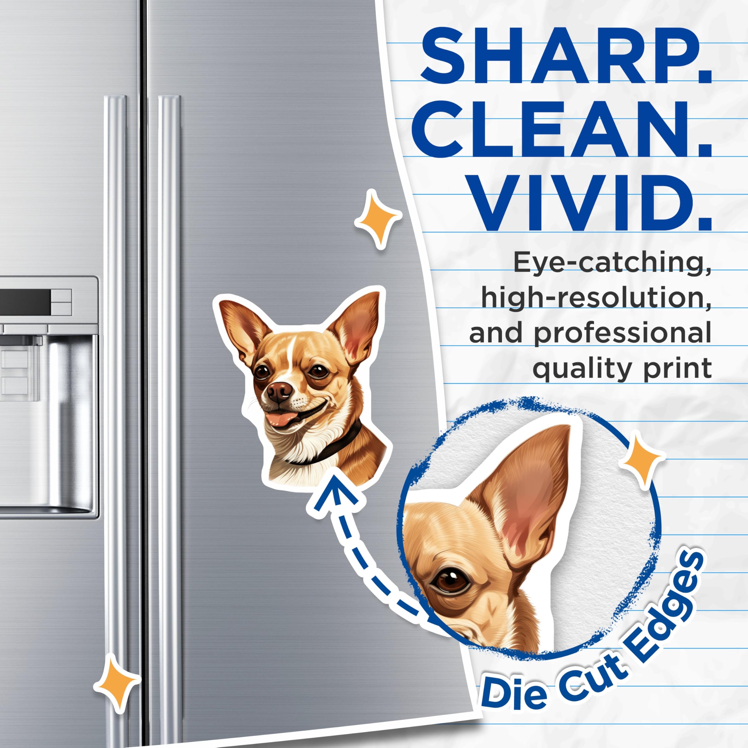 (2 Pack) Chihuahua Dog Magnets - Pet Portrait Art - Refrigerator Decor - Dog Lover Item - 5 Inches On Longest Side - Thick Durable Magnet - Made in USA - MAG28170