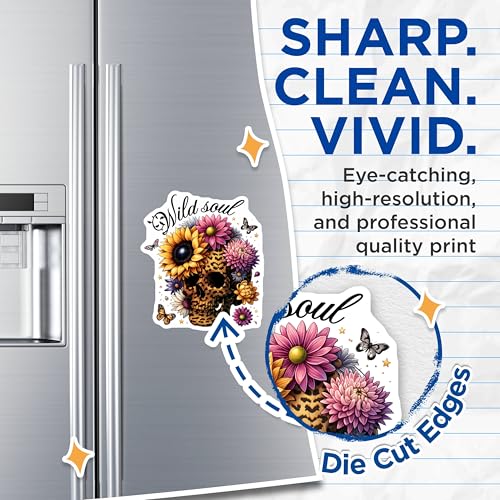 (2 Pack) Wild Soul Magnets - Skull with Flowers - Sunflower Decor - Butterfly Decorations - 5" On Longest Side - for Cars, Fridges, Toolboxes - Made in USA - MAG7378