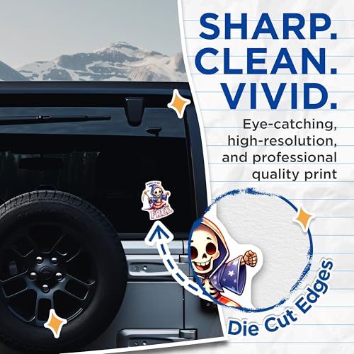 (2 Pack) Born to Be Free Stickers - Skeleton Wizard - Patriotic Decal for Laptops Notebooks - 5" On Longest Side - Sticks to Smooth Flat Surfaces - Made in USA - BMCS7915