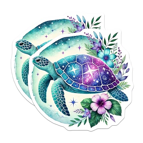 (2 Pack) Sea Turtle Galaxy Magnets - Ocean Animal Magnets - Ative Turtle Magnets - 5" On Longest Side - for Cars, Fridges, Toolboxes - Made in USA - MAG4497
