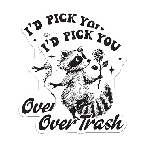(2 Pack) I'd Pick You Over Trash Magnets - Cute Raccoon Magnets - Funny Animal Magnets - 5" On Longest Side - for Cars, Refrigerators, Toolboxes, Lockers - Made in USA BMCS3503