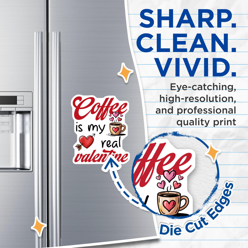 (2 Pack) Coffee Valentines Magnets - Coffee Lover Present - Real Valentine Magnet Set - 5" On Longest Side - Premium Magnet - for Cars, Refrigerators, Toolboxes, Lockers - Made in USA - MAG15737