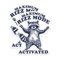 (2 Pack) Maximum Rizz Mode Activated Magnets - Funny Raccoon Meme - Trendy Gen Z Decor - Quirky Animal - 5 Inches On Longest Side - Thick Durable Magnet - Made in USA - MAG37623