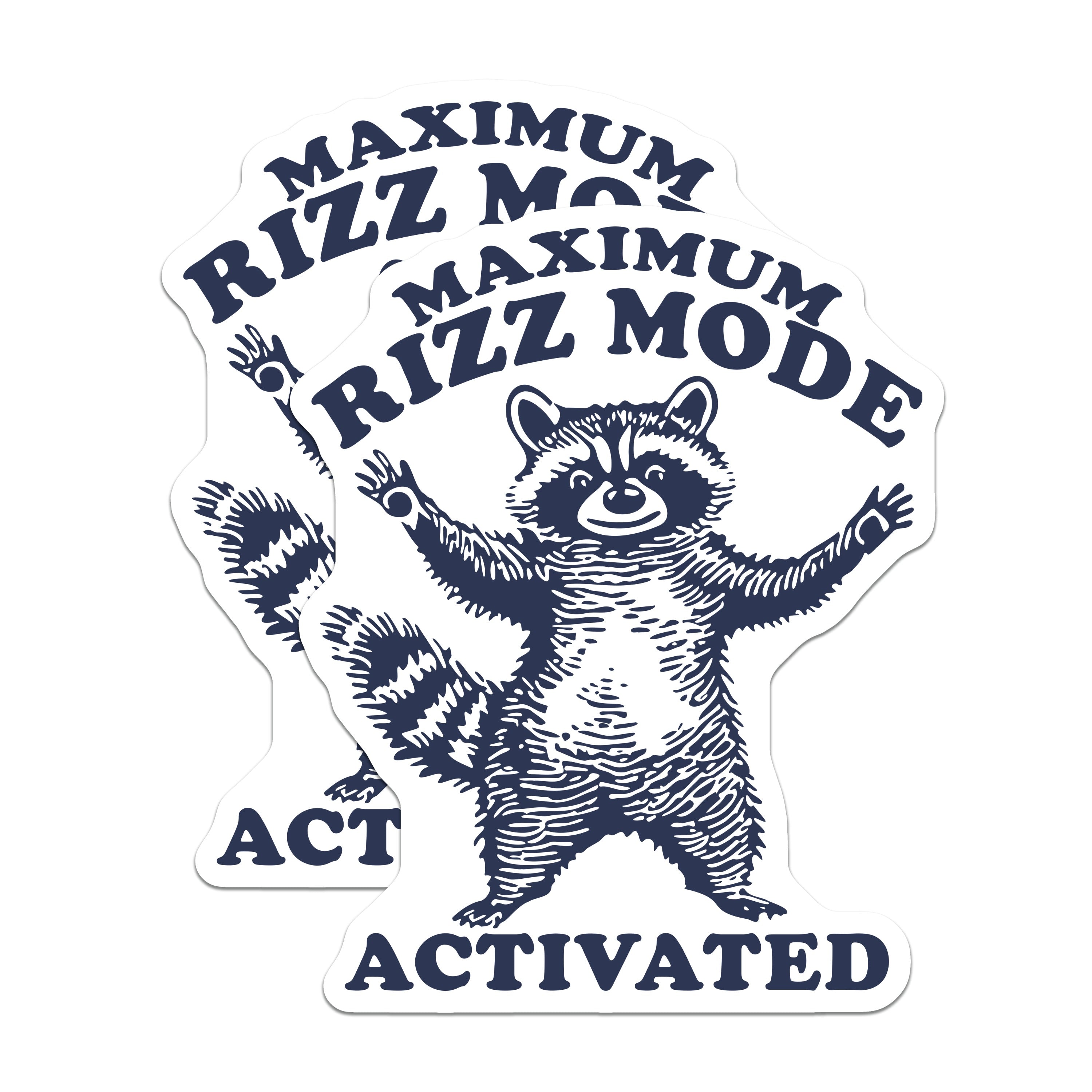 (2 Pack) Maximum Rizz Mode Activated Magnets - Funny Raccoon Meme - Trendy Gen Z Decor - Quirky Animal - 5 Inches On Longest Side - Thick Durable Magnet - Made in USA - MAG37623