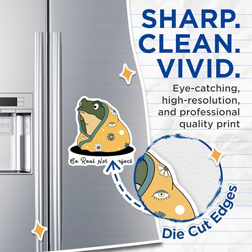 (2 Pack) Be Real Not Perfect Magnets - Frog Illustration - Inspirational Quote - 5" On Longest Side - for Cars, Fridges, Toolboxes - Made in USA - MAG6840
