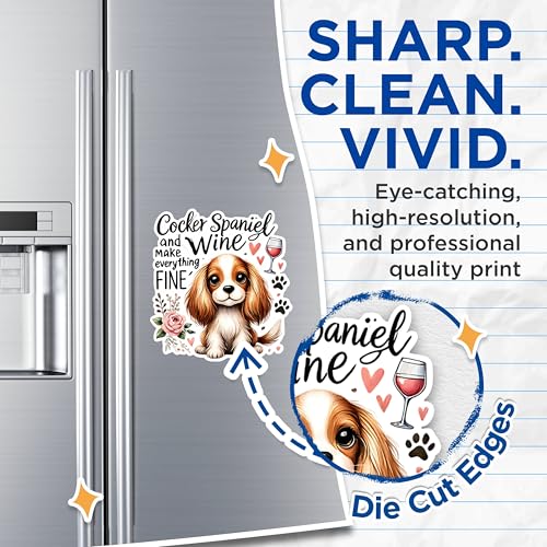 (2 Packs) Cocker Spaniel and Wine Make Everything Fine Magnets - Cocker Spaniel Dog Breed Magnets - 5" Longest Side - Premium Magnet - for Fridges, Toolboxes, Cars - Made in USA - MAG2377