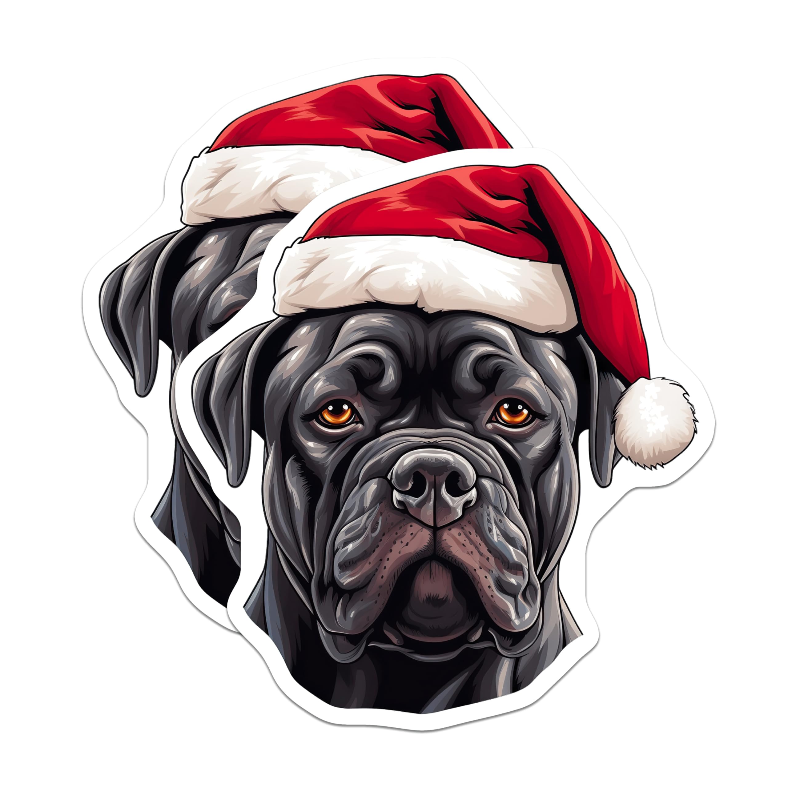 (2 Pack) Christmas Dog Magnets - Santa Mastiff Canine Decor - Holiday Pet Owner Kitchen Accent - 5 Inches On Longest Side - Thick Durable Magnet - Made in USA - MAG29648