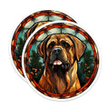 (2 Pack) Mastiff Dog Magnets - Stained Glass Art - Christmas Holiday Decor - 5 Inches On Longest Side - Thick Durable Magnet - Made in USA - MAG28528