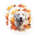 (2 Pack) Autumn Golden Retriever Magnets - Happy Dog Decor - Fall Pet Lover Art - 5 Inches On Longest Side - Thick Durable Magnet - Made in USA - MAG24458