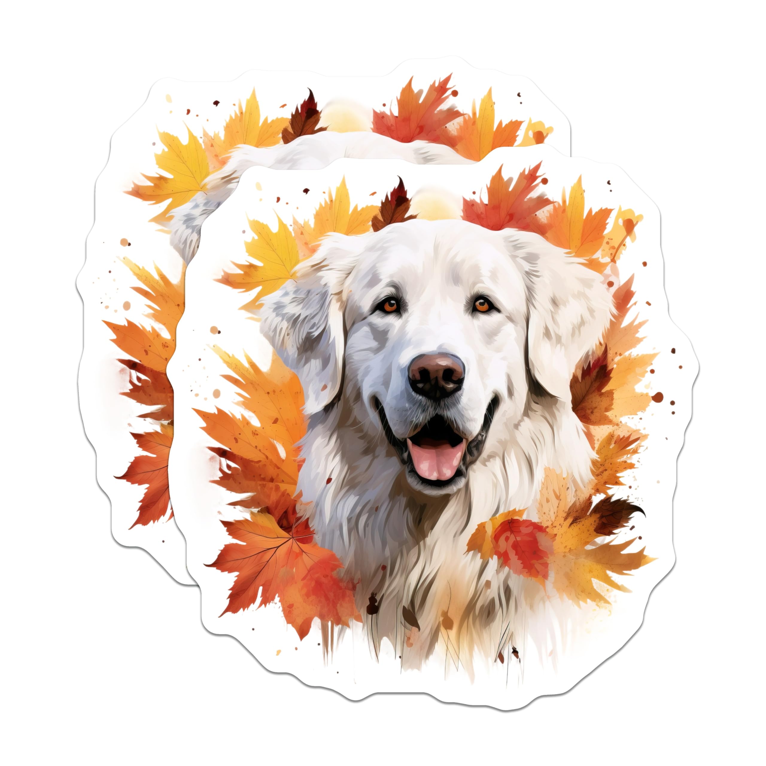 (2 Pack) Autumn Golden Retriever Magnets - Happy Dog Decor - Fall Pet Lover Art - 5 Inches On Longest Side - Thick Durable Magnet - Made in USA - MAG24458