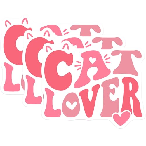 (3 Pack) Cat Lover Decals - Feline Devotee - Laptop Decal - 3 Inches On Longest Side - Easy Peel & Apply - Made in USA - 3MCS2158