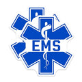 (2 Pack) EMS Star of Life Stickers - Emergency Medical Services Decal - Paramedic Vinyl Stickers - 5" On Longest Side - Sticks to Smooth Flat Surfaces - Made in USA - BMCS5151